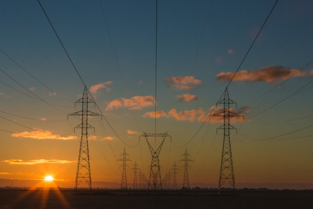 sunset sky with power lines